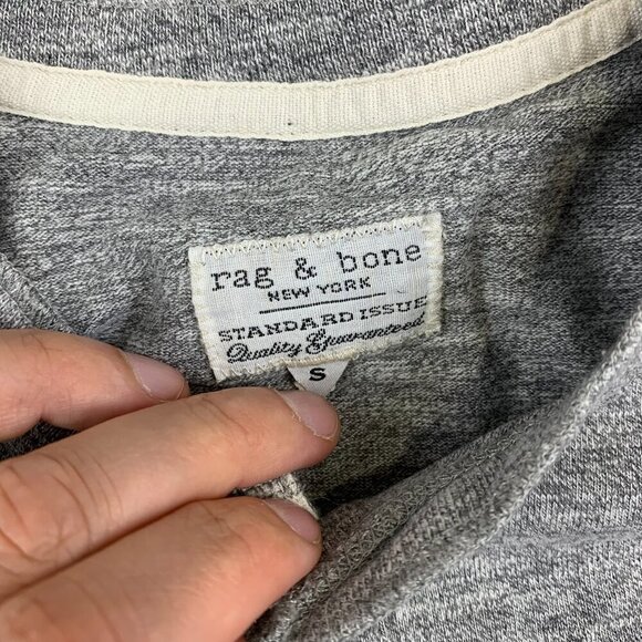 Rag & Bone Mens Shirt Small Gray Heather Henley Long Sleeve Knit Marled Cotton - Picture 3 of 8
